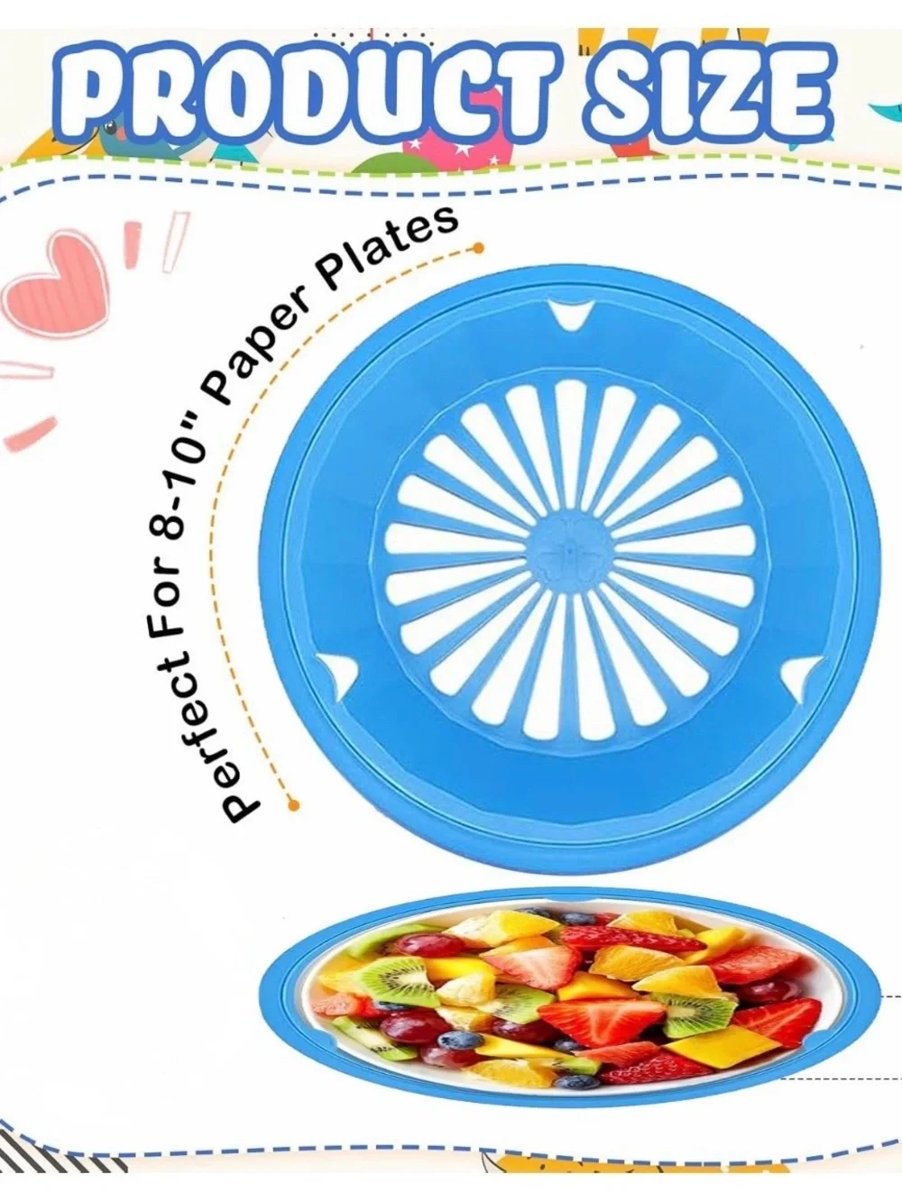 4 Pack 10” Plastic Paper Plates Grippers Holder Secure Home BBQ, Party Serving